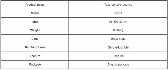 Spits Rollager 30211 Grootte 55*100*22.75mm Gewicht 0.7KG van de Messingskooi